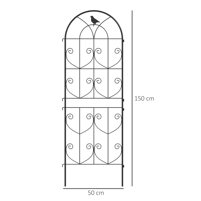 Набір з 2 шт. шпалер для в'юнких рослин з птахами. Садові шпалери для овочів, лози, квітів. Металева сітка, 50 x 150 см, чорний колір.