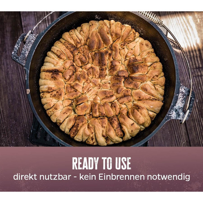 Набір голландської печі Grillfürst Dutch Oven BBQ DO 9 (9 л) з кришкою 35 см, підставкою, очищувачем та пастою для догляду + 2 шт. голландська піч Grillfürst DO 12 XXL