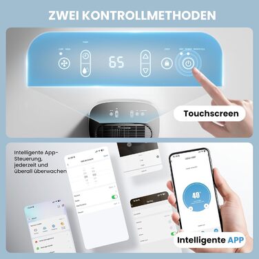 Електричний осушувач повітря 15L, 30㎡, з тачпанеллю, бак 2.5L, дренажний шланг, 46dB, таймер 24h, 3 роки гарантії (25L/день з керуванням через додаток)