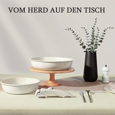 Набір посуду GiPP 11-ти частинний з знімним ручками, антипригарне покриття з кераміки, для індукційних плит, сумісний з духовкою, білий