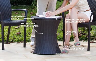 Столик-холодильник Keter Pacific Cool Bar: 3-в-1 (стіл, журнальний столик, кулер) для відпочинку на відкритому повітрі, 30л, колір коричневий