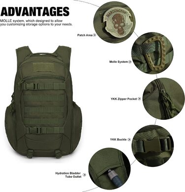 Рюкзак Mardingtop 28L, тактичний похідний рюкзак, рюкзаки, похідні рюкзаки для активного відпочинку, похідні рюкзаки для кемпінгу, подорожей (28L, новий армійський)