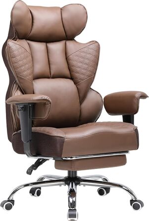 Ігровий крісло COMHOMA з ергономічною підтримкою спини, регульованими підлокітниками та широким сидінням (колір: коричневий)