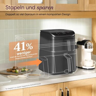 Фритюрниця без олії COSORI з 2 камерами, 10.8 л, срігау, з рецептами та нержавіючою сталлю