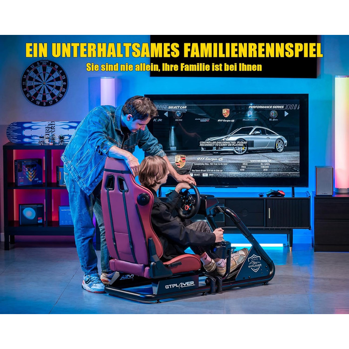 GTPLAYER Симулятор кокпіт для гоночних симуляторів, стійка для керма та педалей (Бордовий)
