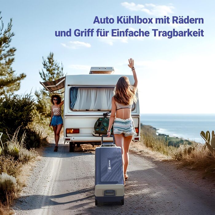 Кühlbox AAOBOSI Kompressor 60L з WiFi керуванням, 12/24/240V, -20°C до 20°C. Двозонна холодильна сумка для авто, вантажівки, човна, кемпінгу.