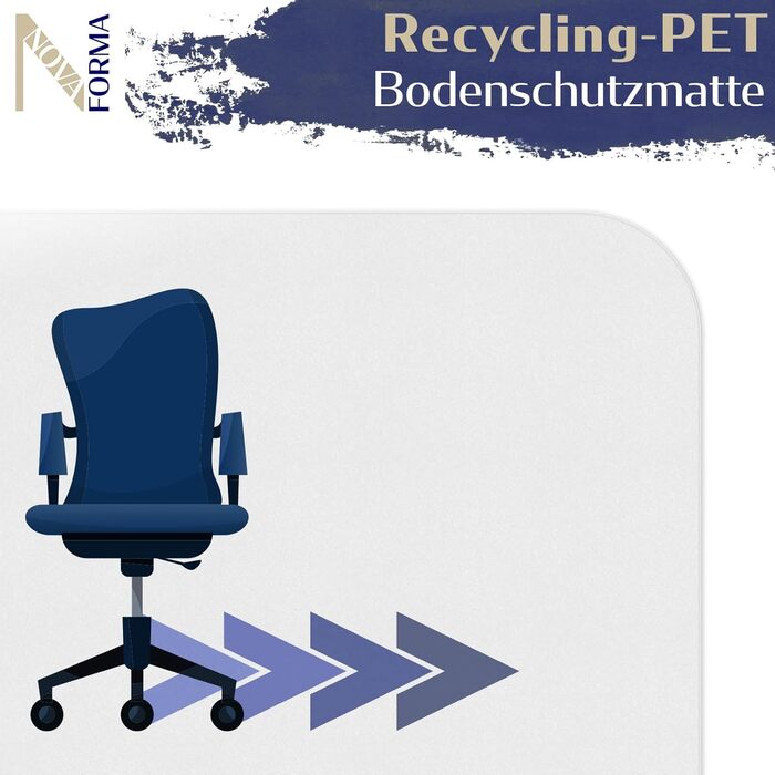 Захисний килимок для підлоги з PET - прозорий килимок для твердих підлог - 100% переробний - екологічний килимок для офісного крісла - універсальний захист підлоги для офісу та дому - 90x120 см