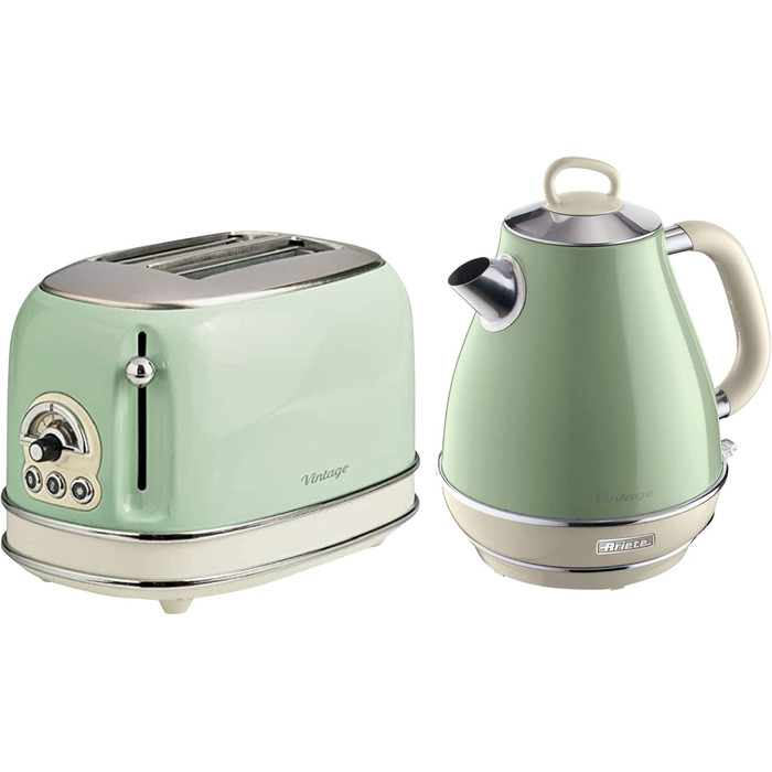 Електричний чайник Ariete Vintage 2869: ретро-дизайн, 1.7 л, нержавіюча сталь, 2000 Вт