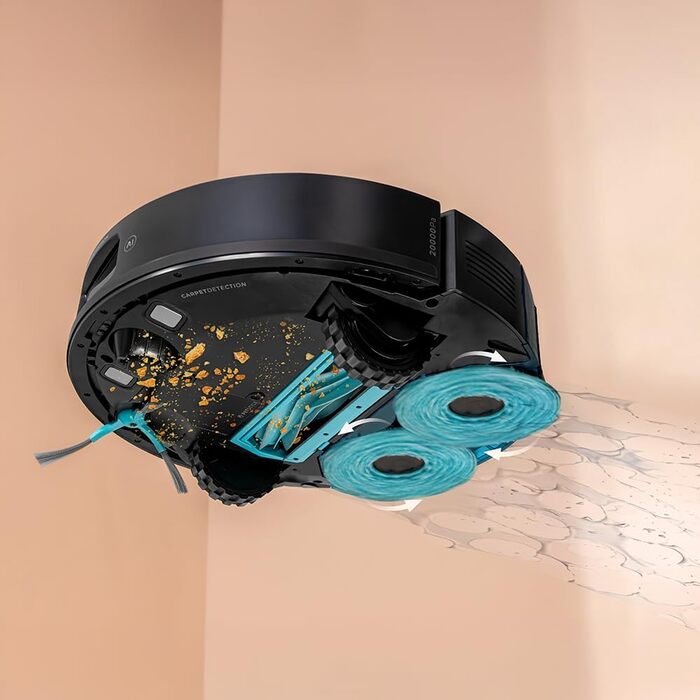 Робот-пилосос та робот-мийник Cecotec Conga M100 з ШІ та керуванням через додаток. Потужність всмоктування 20000Pa, штучний інтелект, силіконова щітка Anti-Tangle, обертові мопи, автономність до 220 м²