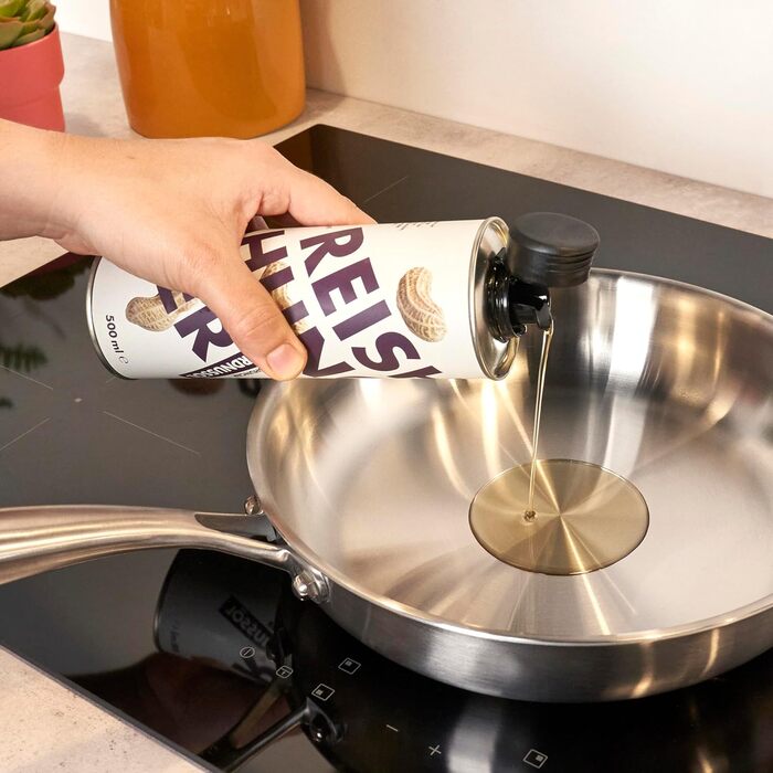 Сковорода Reishunger Premium - без покриття з нержавіючої сталі ( 28 см) - Жаростійкий до 220 градусів - Ідеально підходить для гарячого смаження Сковорода без покриття (28 см)