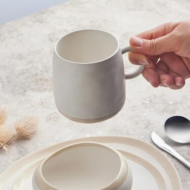 Керамограніт Karaca Fika, набір посуду ручної роботи з 16 предметів, унікальний дизайн, комбінована сервіровка для круглих та гарнірів, білий фарфоровий посуд, для повсякденного та спеціального використання.