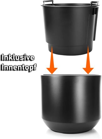 Великий квітковий горщик BigDean, anthracite, ø 58 см з знімним внутрішнім горщиком - стійкий до погодних умов, з міцного пластику, для дому та саду