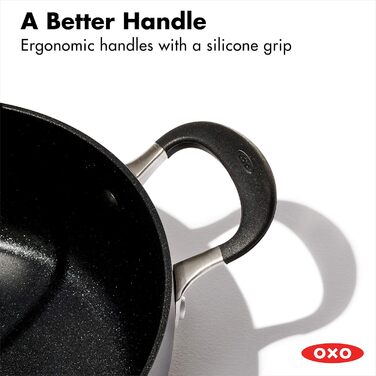 Сковорода OXO Good Grips 30,5 см з антипригарним покриттям, нержавіюча сталь, силіконова ручка, чорна (3 л)