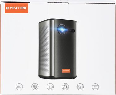 BYINTEK P70 Mini 3D проектор: портативний LED проектор з Wi-Fi, Android 9.0, підтримка 1080P/4K, акумулятор, сумка та штатив (сірий)