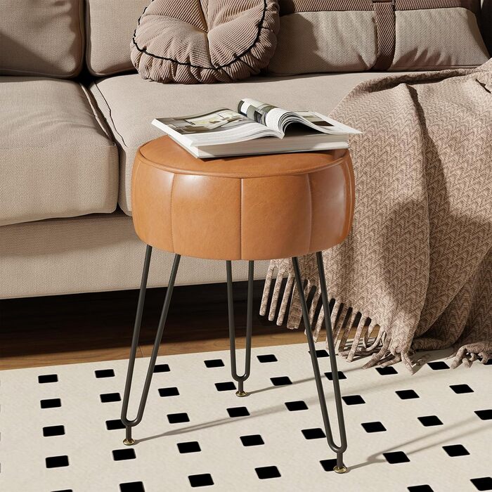 Пуф-стілець для макіяжу YMYNY, стилізований під гарбуз, 32x32x44 см, помаранчевий