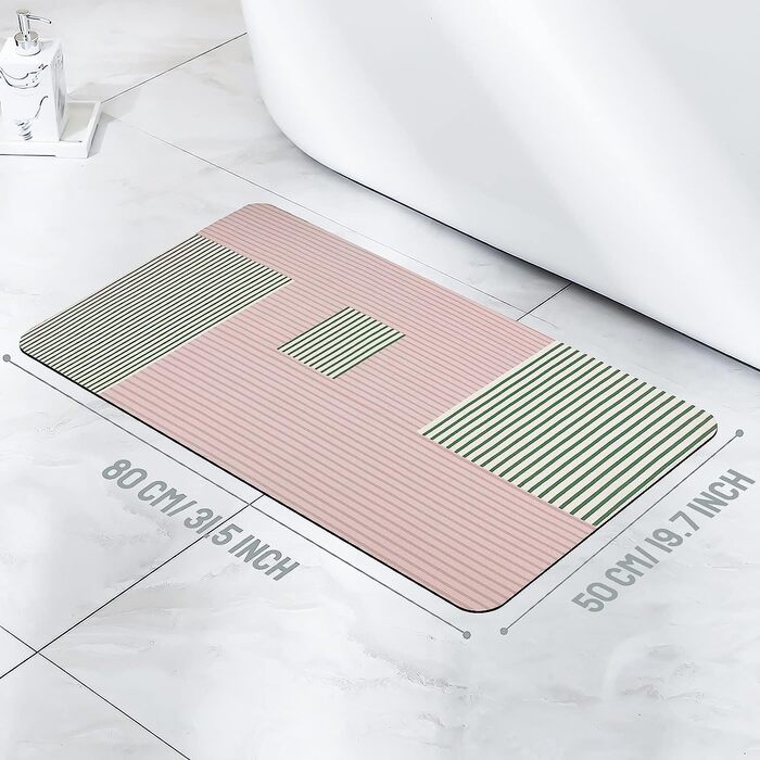 Килимок для ванної ALLONWAY нековзний миється, килимок для ванної, який легко миється, всмоктуючий килимок для ванної, швидковисихаючий килимок для душу, підходить для ванної, кухні, спальні, 80 * 50 см, (рожевий)