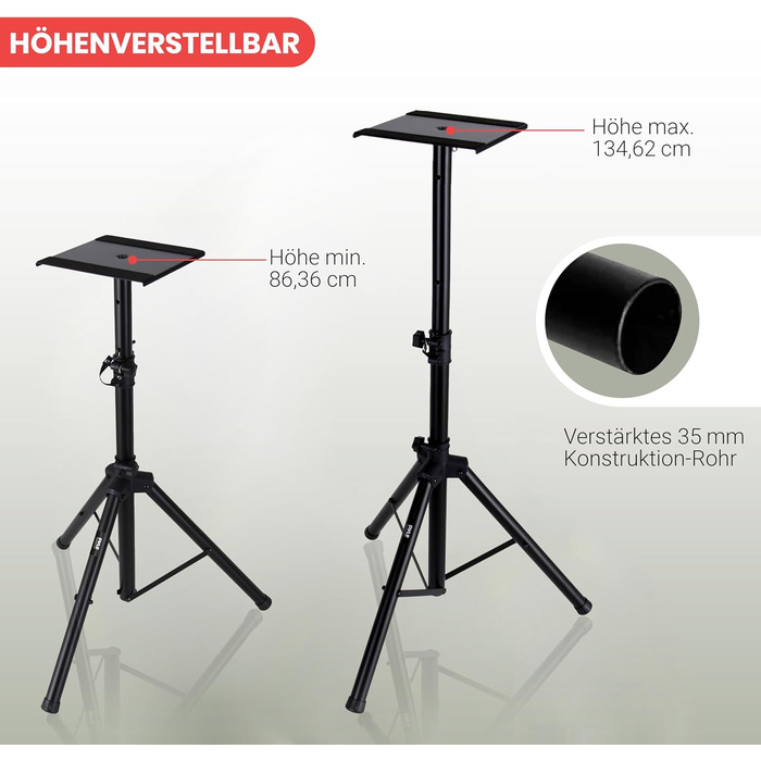 Підставка для колонок Pyle, регульована висота 66-132 см, універсальна, для студійних моніторів, міцність 40 кг, пара