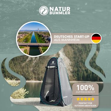 Намет для душу NATURBUMMLER Pop-Up з захистом приватності, водонепроникний, з 5 кишенями та підлогою (1,9 м) – мобільний туалетний намет, переодягальня, захист від погляду для кемпінгу, пляжу, відпочинку на природі