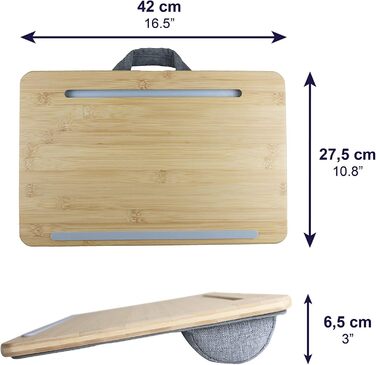 Підставка для ноутбука PEPE Mobility з подушкою, підставка для колін, бамбукова підставка для ноутбука та планшета, до 17 дюймів