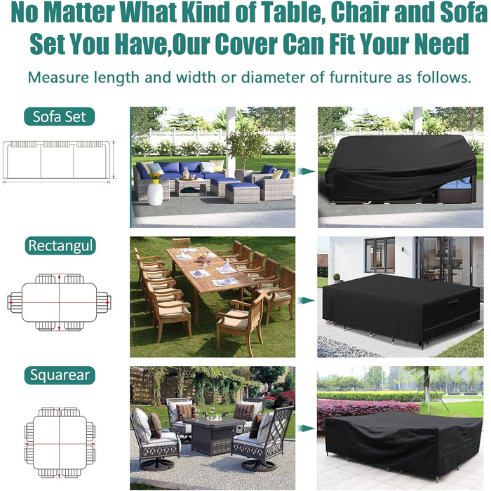 Водонепроникний чохол для садово-патіо меблів GARPROVM, 280x204x106 см, Оксфорд