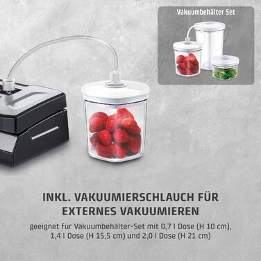 Вакууматор Caso HC170 для продуктів з регулюванням часу запаяння, потужний насос 9 л/хв та набором пакетів 20x30см