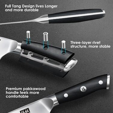 Ніж шеф-кухаря SHAN ZU Santoku: 18 см, нержавіюча сталь, ергономічна ручка, подарункова коробка