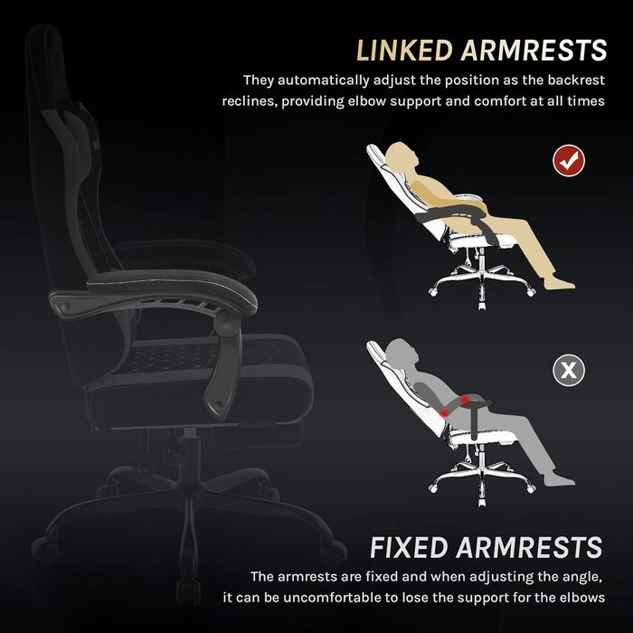 Ігровий крісло WOLTU з масажем, комп'ютерне ергономічне крісло, кишенькові пружинні подушки, поперекова масаж, підголовник, підніжка, поворотне крісло, 150 кг, Рожевий+Білий (Чорний+сірий, сітчаста тканина)