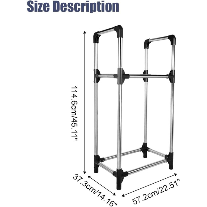 Стійка для шин BAOYOUNI на 4 шини/диски, 2 яруси, сіро-срібна, 57,2 x 37,3 x 114,6 см