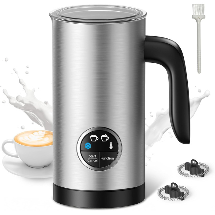 Електричний спінювач молока PARIS RHÔNE 4-в-1, 300 мл, індукція, антипригарне покриття, бездротовий, срібний