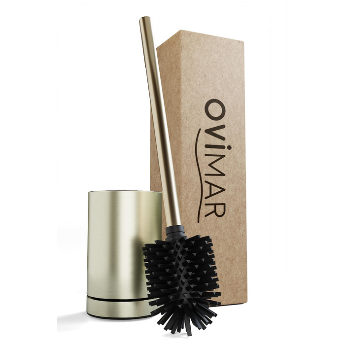 Набір для чищення унітазу ROMO Gold: силіконова щітка з вентиляцією, без підставки, з нержавіючої сталі, знімний піддон