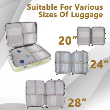 Набір органайзерів для валізи 12 предметів, водонепроникні пакувальні куби для подорожей та зберігання речей, бежевий