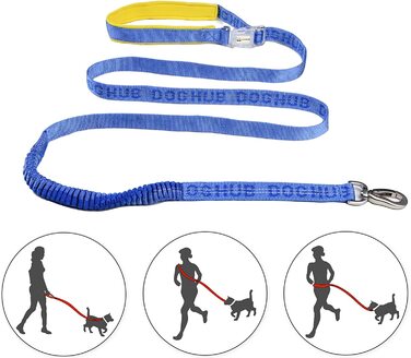 Повідець для собак Doghub, регульований ремінь і висувний банджі-повідець для вигулу, бігу підтюпцем і бігу вагою до 90 кг, для собак середнього і великого розміру, контроль безпеки, дресирування