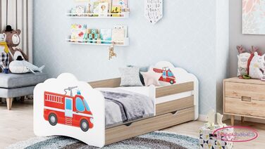 Дитяче ліжечко Happy Babies MOBI 160 x 80 Дитяче ліжко із захистом від падіння та ящиком для зберігання Молодіжне ліжко з кольоровою наклейкою Дитяче ліжечко з матрацом 80x160 Дитяче ліжко для дівчинки хлопчиків Дуб Сонома (М16)