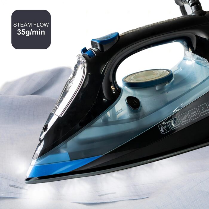 Праска Black+Decker BXIR2606E: 2600W, керамічна підошва, 150 г/хв, антикальк, вертикальне прасування