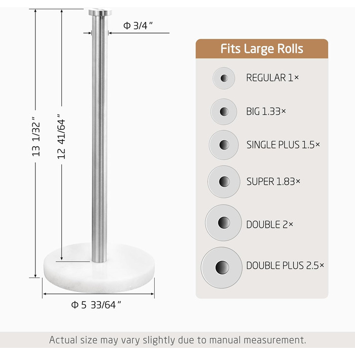 Тримач для паперових рушників KES мармурова підставка, стійкий диспенсер із нержавіючої сталі SUS304, 14 см, KPH100S14B-2