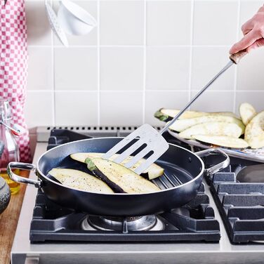 GreenPan Essentials сковорода-гриль (28 см), керамічне антипригарне покриття, без PFAS, для індукційних плит, придатна для миття в посудомийній машині, чорна