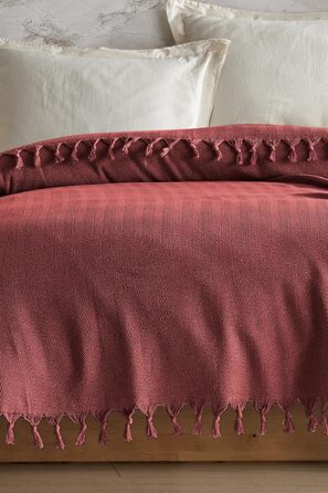 Покривало Lanna 100 перероблена бавовна Oeko-Tex Покривало, плед, двостороння ковдра, диванна ковдра дуже великі (200 х 220 см, цегла)