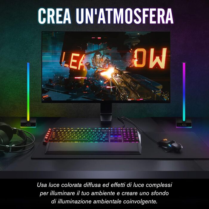 Світлодіодна світло-смуга EZDIY-FAB для навушників з кріпленням, RGB-підсвічування, 50 режимів, аксесуар для геймерського ПК, чорний