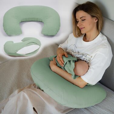 Подушка для годування та вагітності PaLulli XL (170x30 см), органічна бавовна, мусліновий чохол, колір шавлія