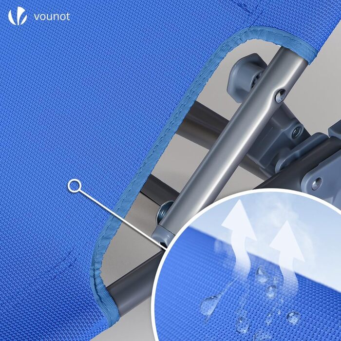 VOUNOT 2 шт. Розкладні шезлонги для саду, пляжу та басейну з регульованою спинкою (Блакитний)