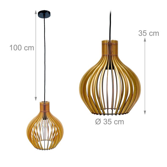 Підвісна лампа Relaxdays з дерев'яними плафонами