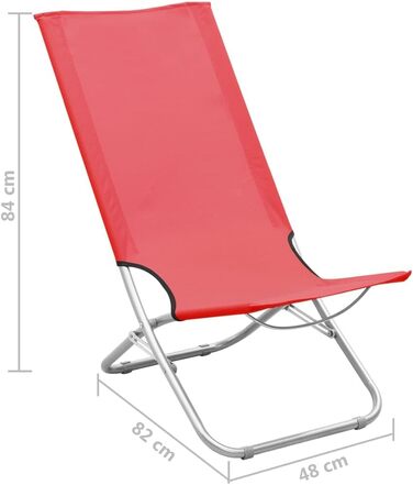 Пляжне крісло Складне крісло Крісло для кемпінгу Розкладне крісло Садовий стілець Пляжний шезлонг Шезлонг Пляжні стільці Зовнішня тканина (червоний), 2 шт.