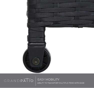 Ящик для зберігання садовий плетений Grand Patio 480л з кришкою, газліфтом, колесами, чорний