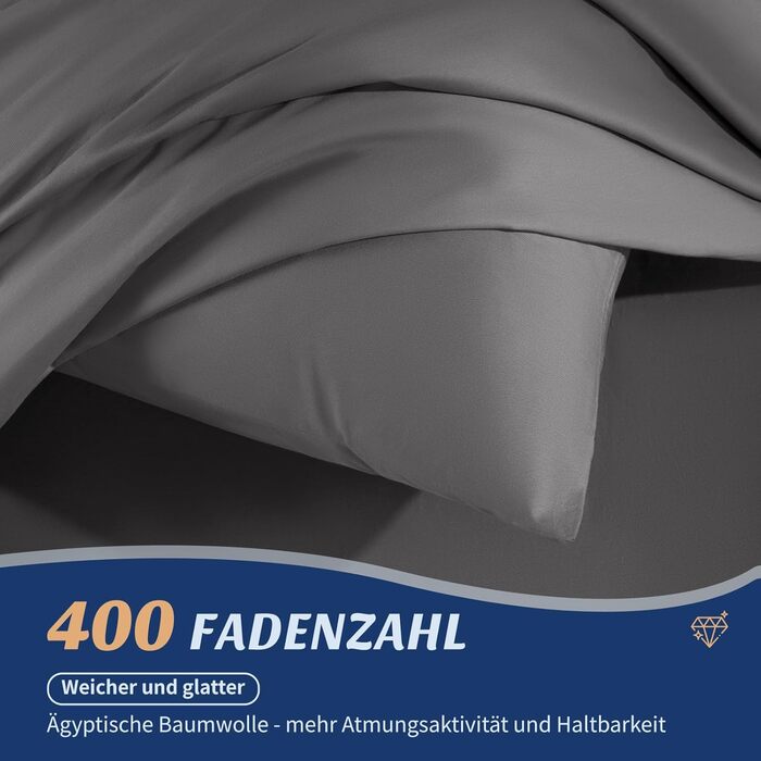 Підковдра атласна AiAngu 400 Thread Count, 100 єгипетська бавовна, блискавка, темно-сірий, 200x200 см