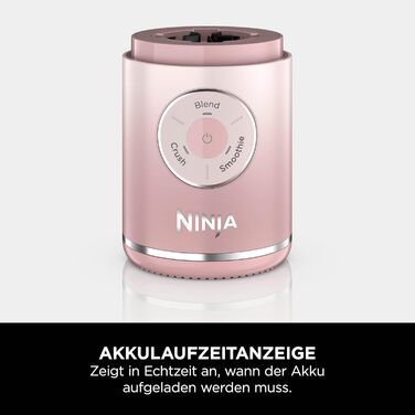 Портативний блендер Ninja Blast Max: 570 мл, акумулятор, чаша та кришка, 3 функції, для смузі та протеїнових коктейлів, рожевий (BC251EULD)