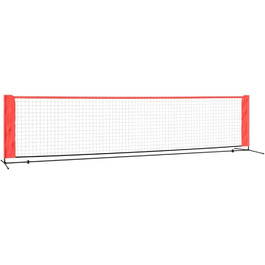 Сітка для тенісу, бадмінтонна сітка 400 см, складна бадмінтонна сітка, в комплекті з сіткою, рамою, сумкою для перенесення, чорний/червоний