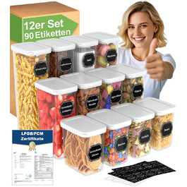 Герметичні контейнери для зберігання продуктів з кришкою (12 шт., до 1,8 л)