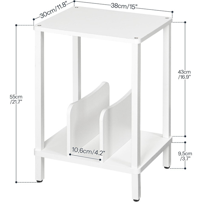 HOOBRO Стійка для програвачів, полиця для платівок, приліжкова тумбочка, полиця для платівок з перегородками, органайзер для платівок, до 100 альбомів, для вітальні, EBK05RS01 (Білий)