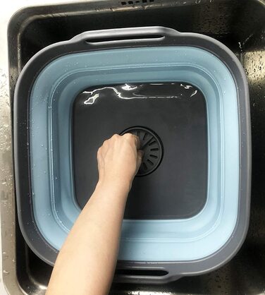 Складаний піддон SAMMART 0L зі зливною пробкою-складна раковина-переносна раковина для посудомийної машини-компактне кухонне відділення для зберігання (сірий / Морський ангел, 1)