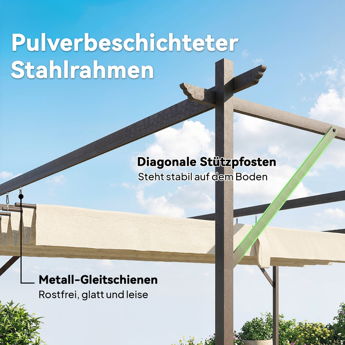 Тerasna Dachka Pergola приблизно 4x3м - Накриття для тераси з регульованим дахом, кріплення до стіни, захист від УФ-випромінювання 30+, кремовий білий